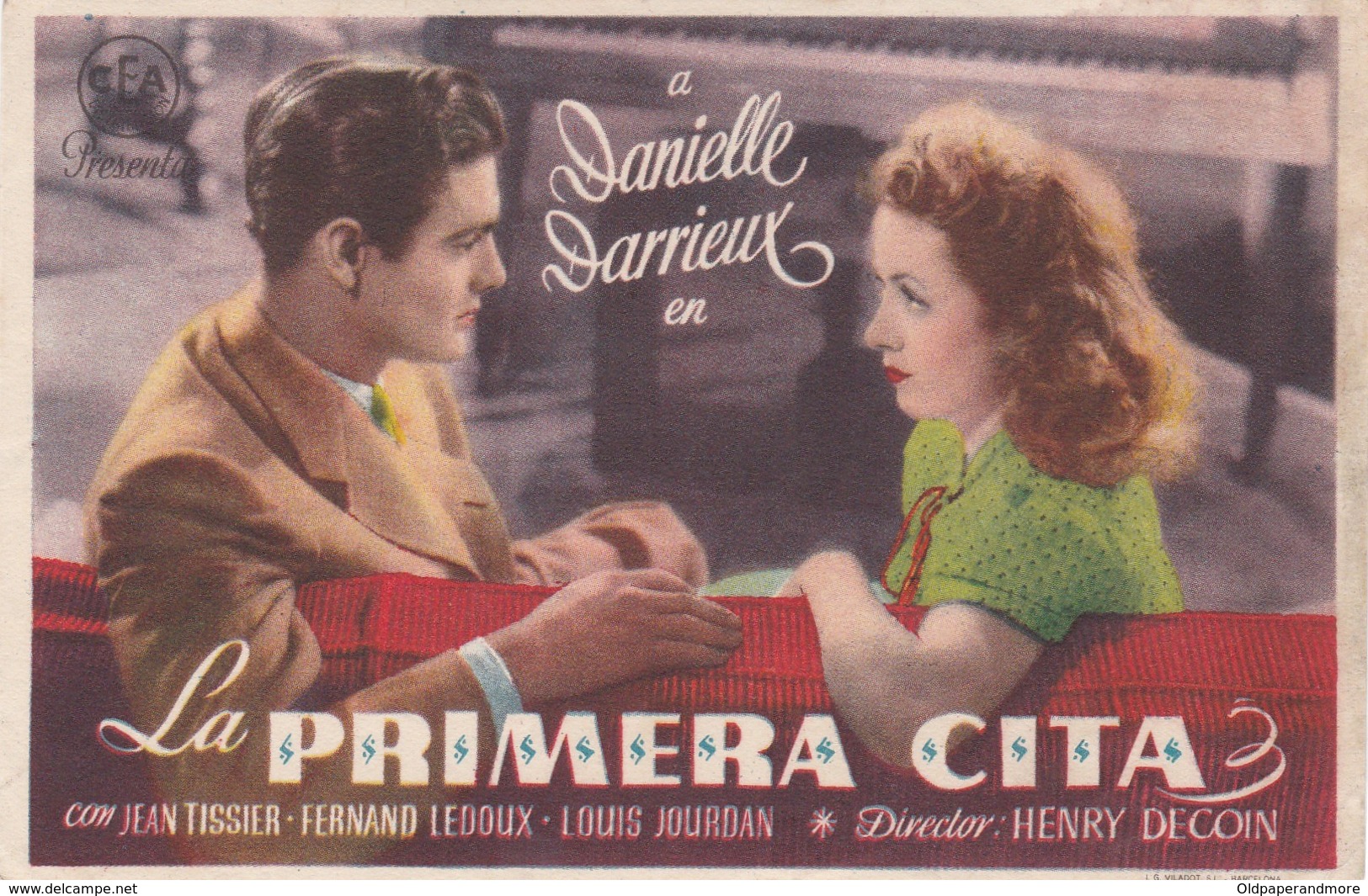 SPAIN ESPAÑA - CINE - FILM - CINEMA - ADVERTISEMENT - LA PRIMERA CITA - DANIELLE DARRIEUX - Cinema Advertisement