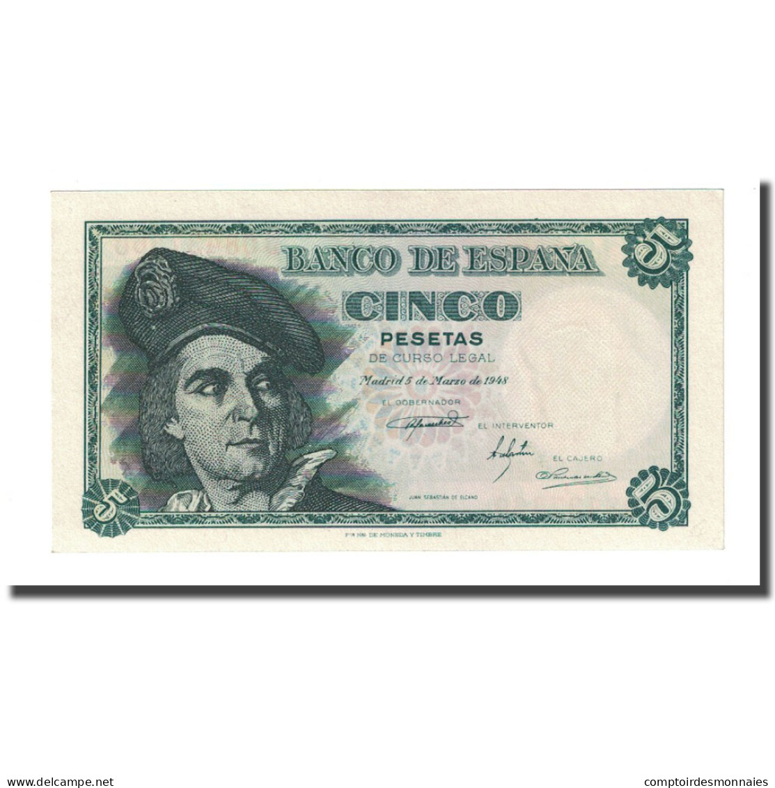 Billet, Espagne, 5 Pesetas, 1948-03-05, KM:136a, NEUF - 5 Pesetas