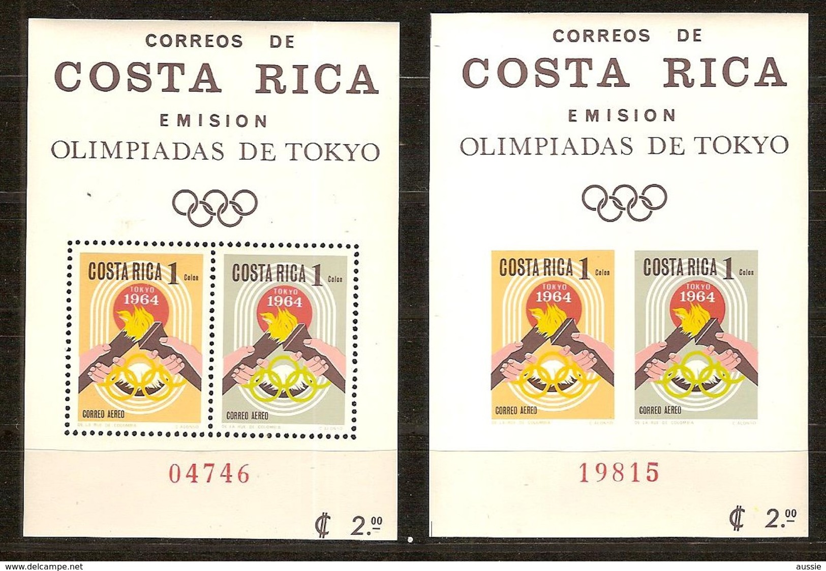 Costa Rica 1965 Yvertn° Bloc 7 Dentélé Et ND  *** MNH Cote 12,00 Euro Jeux Olympiques Tokyo Olympische Spelen - Costa Rica