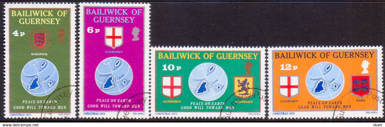 GUERNSEY 1975 SG 131-34 Compl. Set Used Christmas - Guernsey