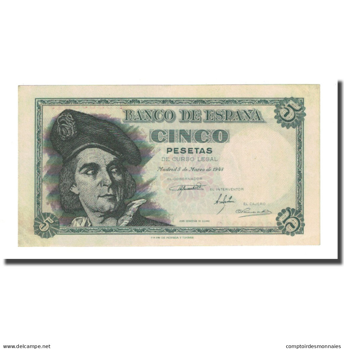 Billet, Espagne, 5 Pesetas, 1948-03-05, KM:136a, NEUF - 5 Pesetas