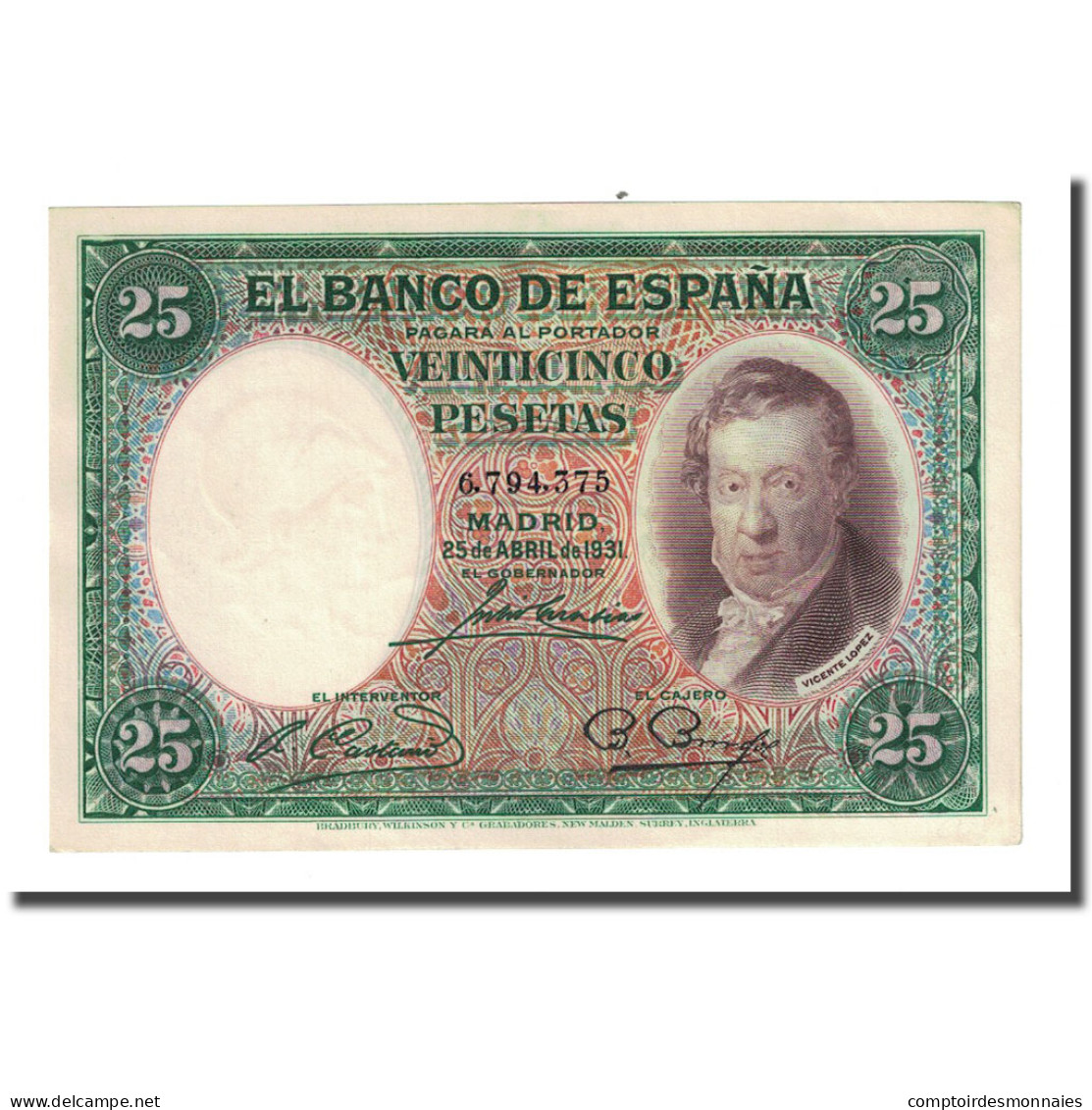 Billet, Espagne, 25 Pesetas, 1931-04-25, KM:81, NEUF - 25 Peseten