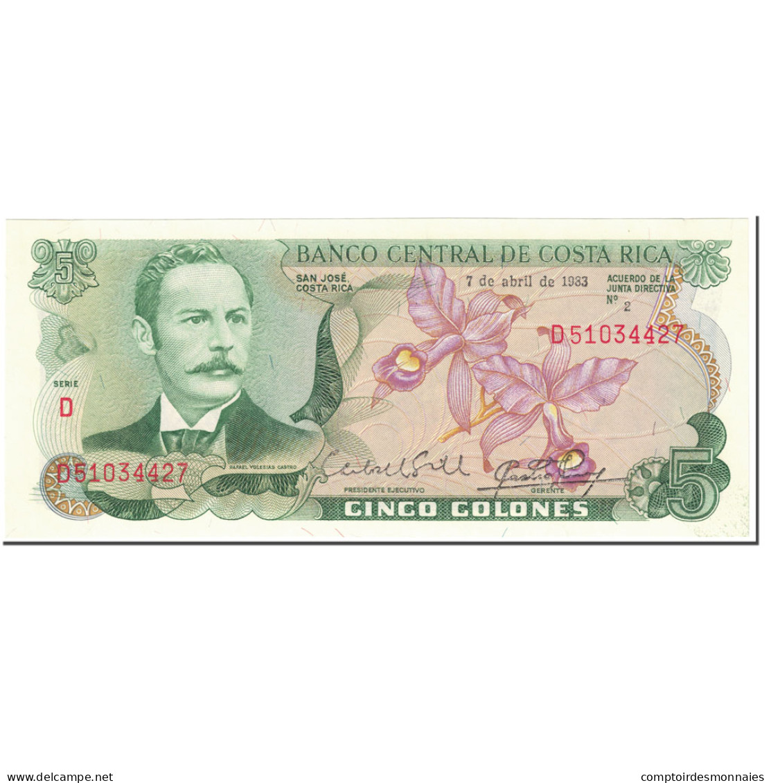 Billet, Costa Rica, 5 Colones, 1983, 1983-04-07, KM:236d, NEUF - Costa Rica