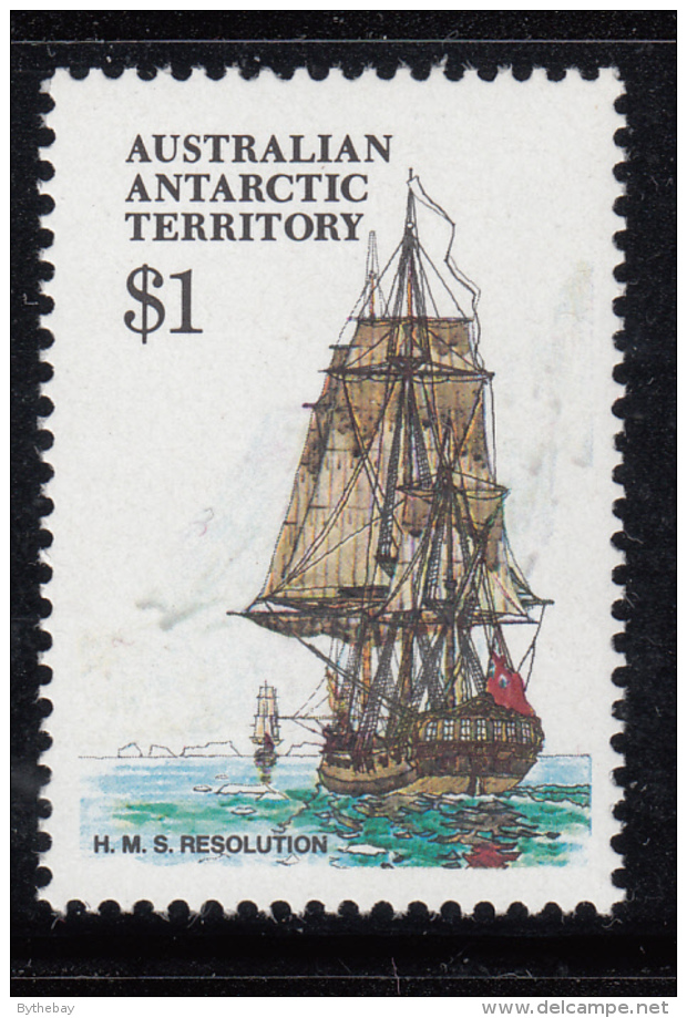 Australian Antarctic Territory 1974-81 MNH Scott #L52 $1 H.M.S. Resolution - Ships - Neufs