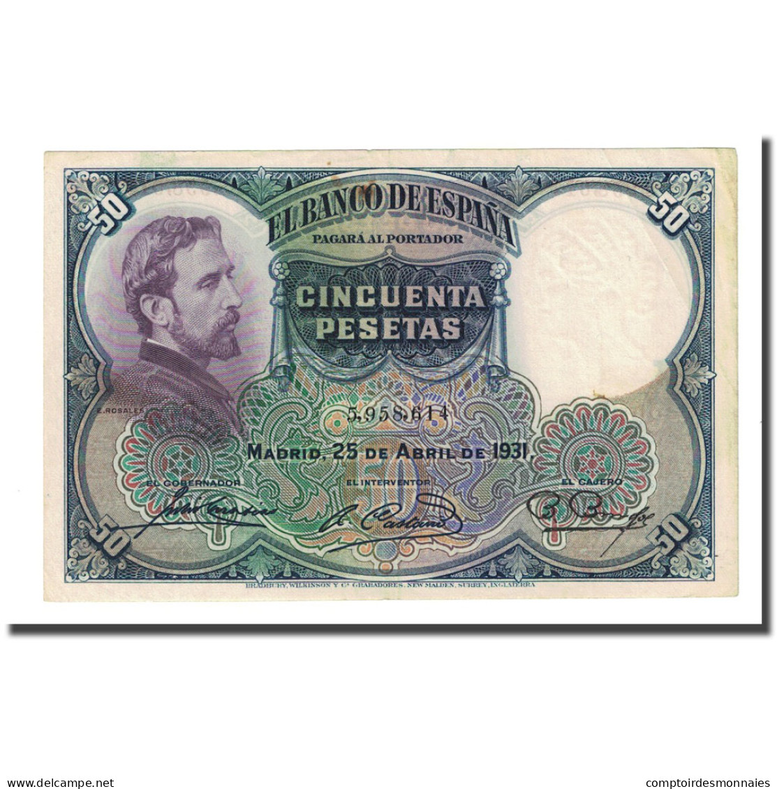 Billet, Espagne, 50 Pesetas, 1931-04-25, KM:82, TTB - 50 Peseten