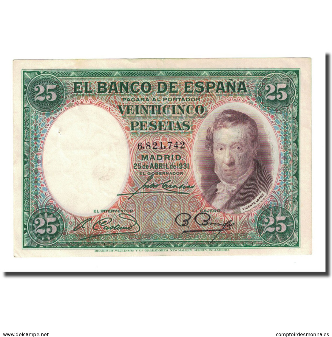 Billet, Espagne, 25 Pesetas, 1931-04-25, KM:81, SPL - 25 Pesetas