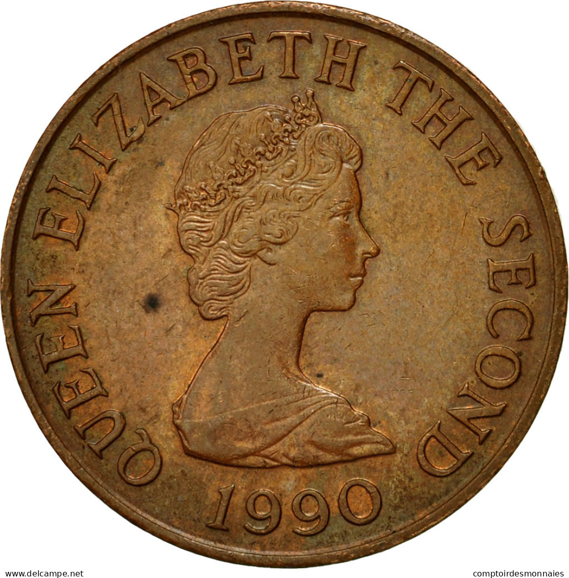 Monnaie, Jersey, Elizabeth II, 2 Pence, 1990, TTB, Bronze, KM:55 - Jersey