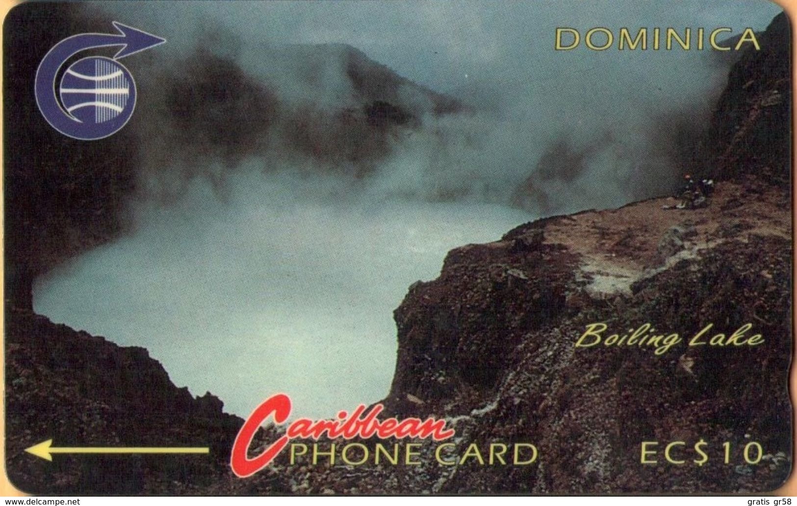 Dominica - DOM-3A, GPT, 3CDMA, Boiling Lake, 10 EC$, 35,000ex, 1990, Used - Dominica