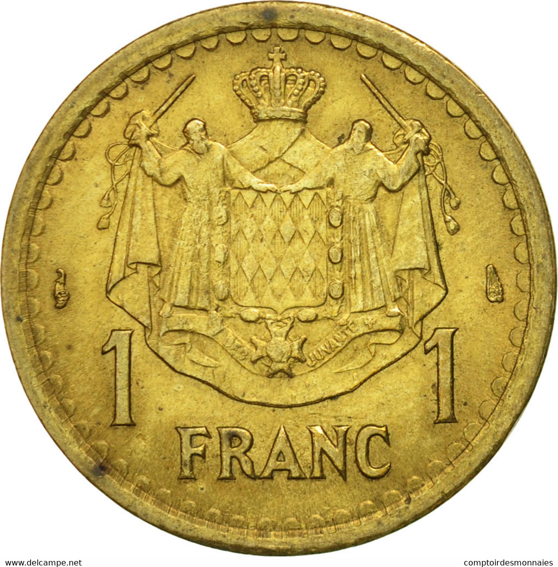 Monnaie, Monaco, Louis II, Franc, Undated (1943), Poissy, TTB, Cupro-Aluminium - 1922-1949 Louis II