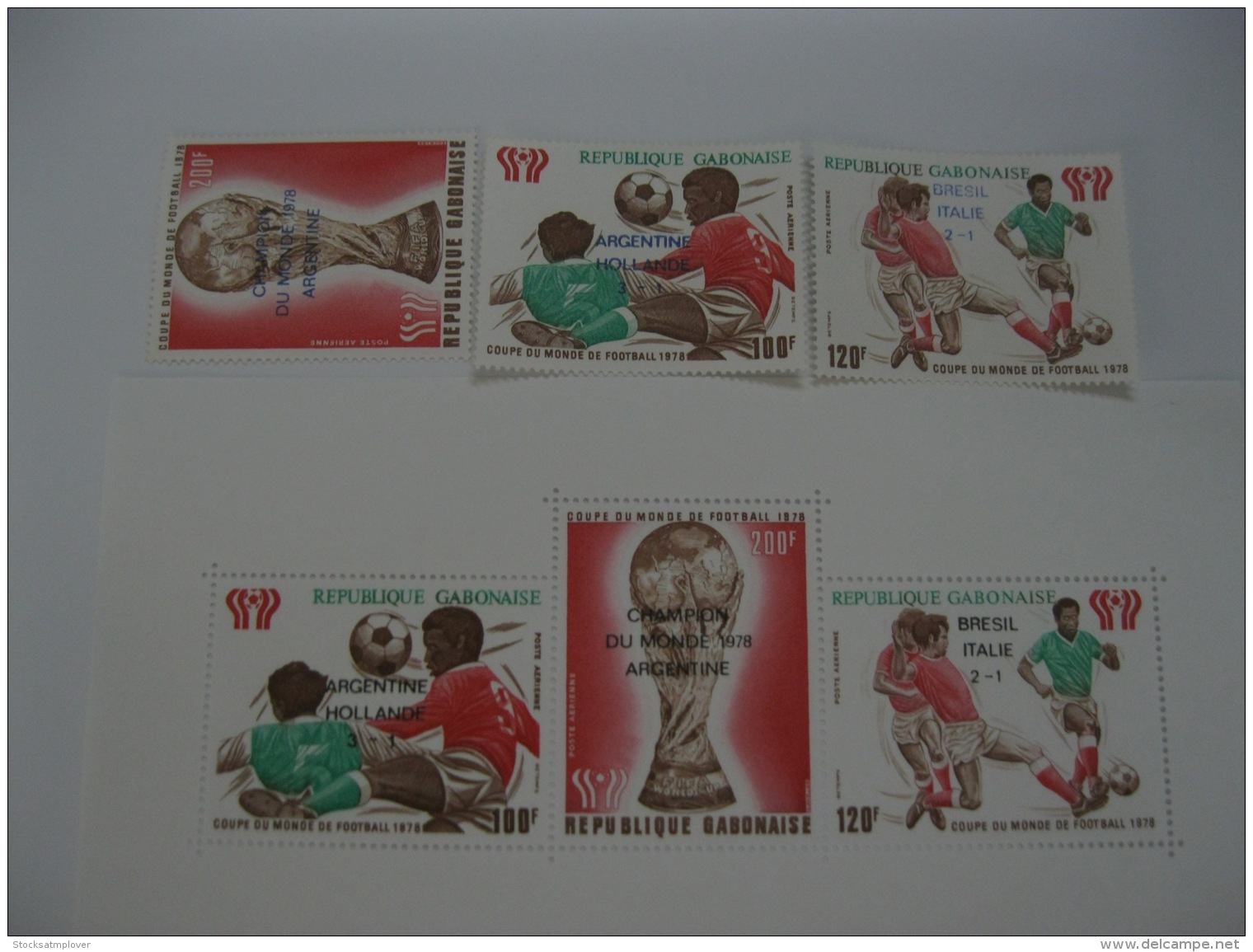 Gabon 1978 World Cup Football SC#C210-212,C212a Overprinted - Gabon