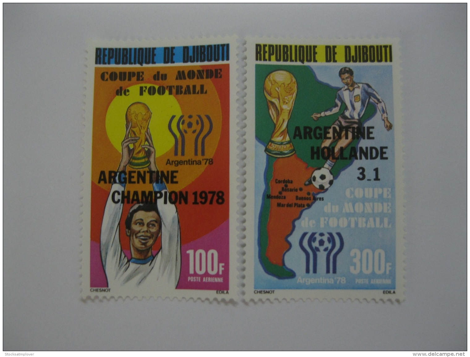 Djibouti 1978  World Cup Football SC#C117-118 Overprinted - Djibouti (1977-...)