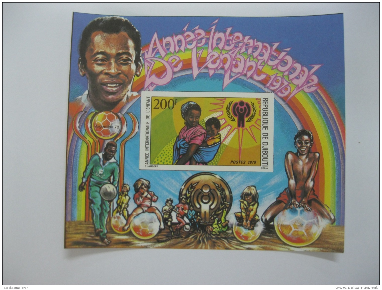 Djibouti 1979 International Year Of Children 1978 World Cup Football MS Imperf - Djibouti (1977-...)