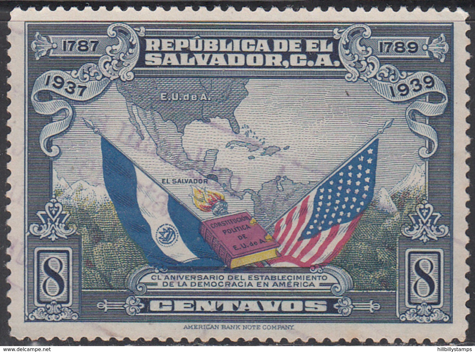 EL SALVADOR     SCOTT NO. 572      USED    YEAR 1938 - El Salvador