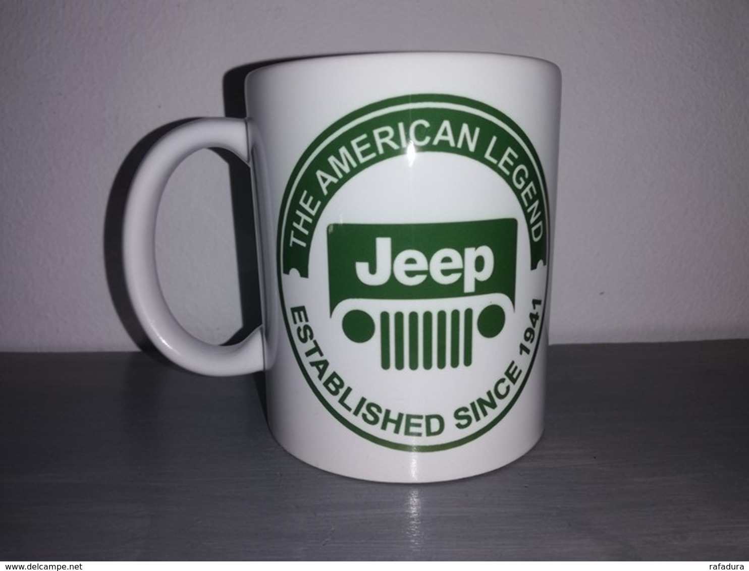 TASSE Ceramique MUG COFFEE WW2 4x4 JEEP WILLYS MILITARIA AMERICAN LEGEND CALANDRE Vert - Véhicules