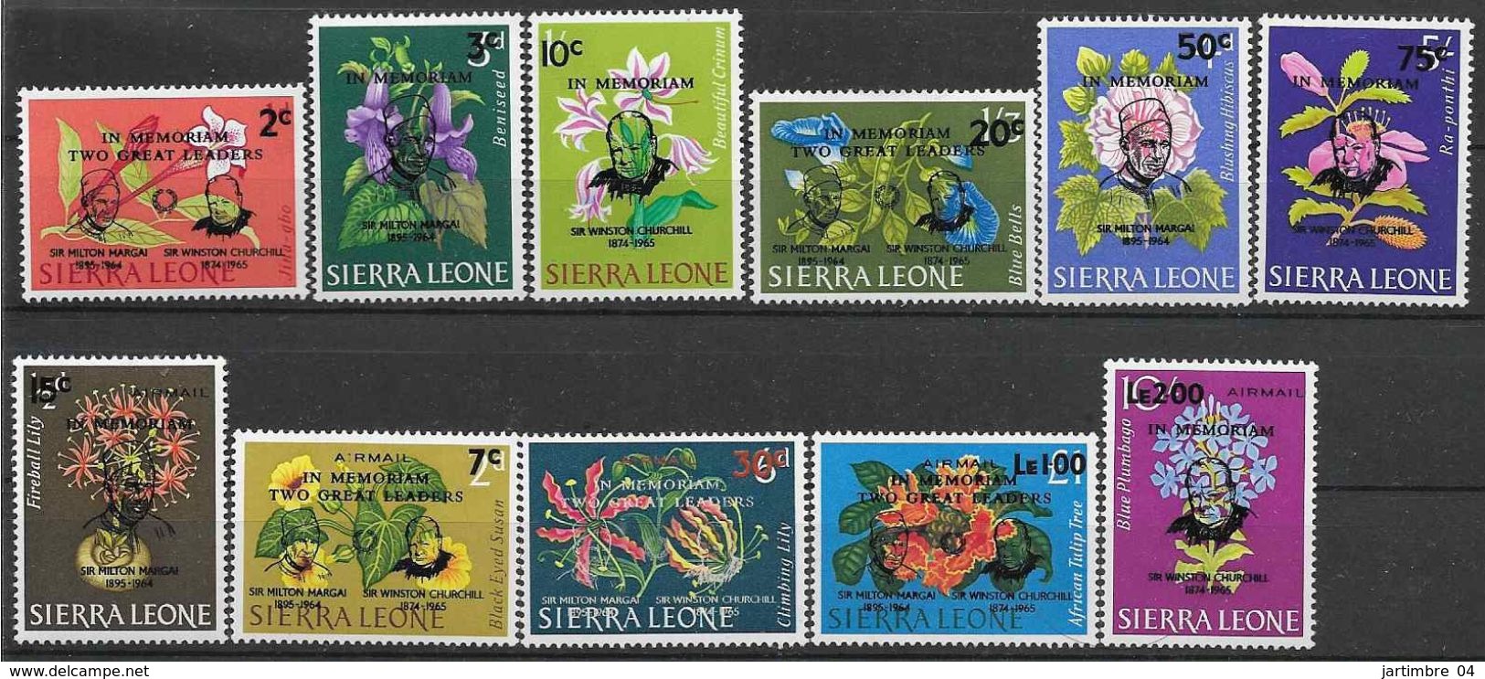 1965 SIERRA LEONE 286-91+ PA  36-40 ** Fleurs, Surchargés Churchill, Margai - Sierra Leone (1961-...)