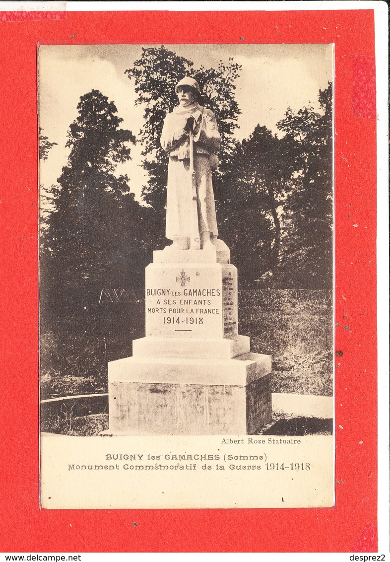 80 BUIGNY Les GAMACHES Cpa Monument Aux Morts   Edit Roze - Autres & Non Classés