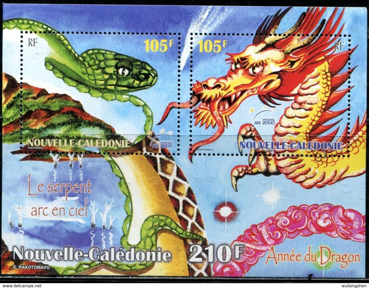 AR0477 New Caledonia 2000 Year Of The Dragon Zodiac S/S MNH - Andere-Oceanië