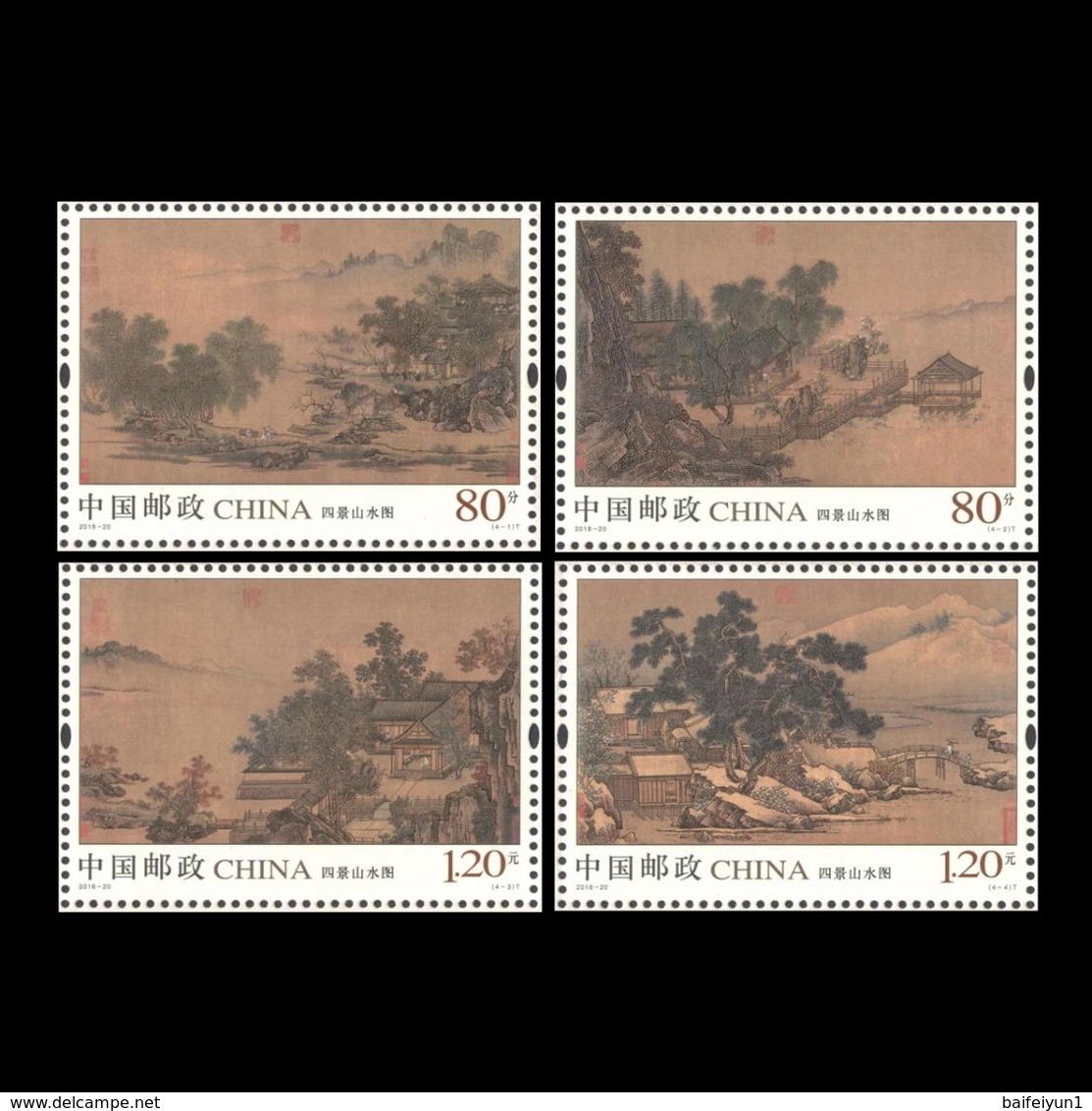 China 2018-20 Landscapes Of The Four Seasons Stamp Painting 4v - Nuevos