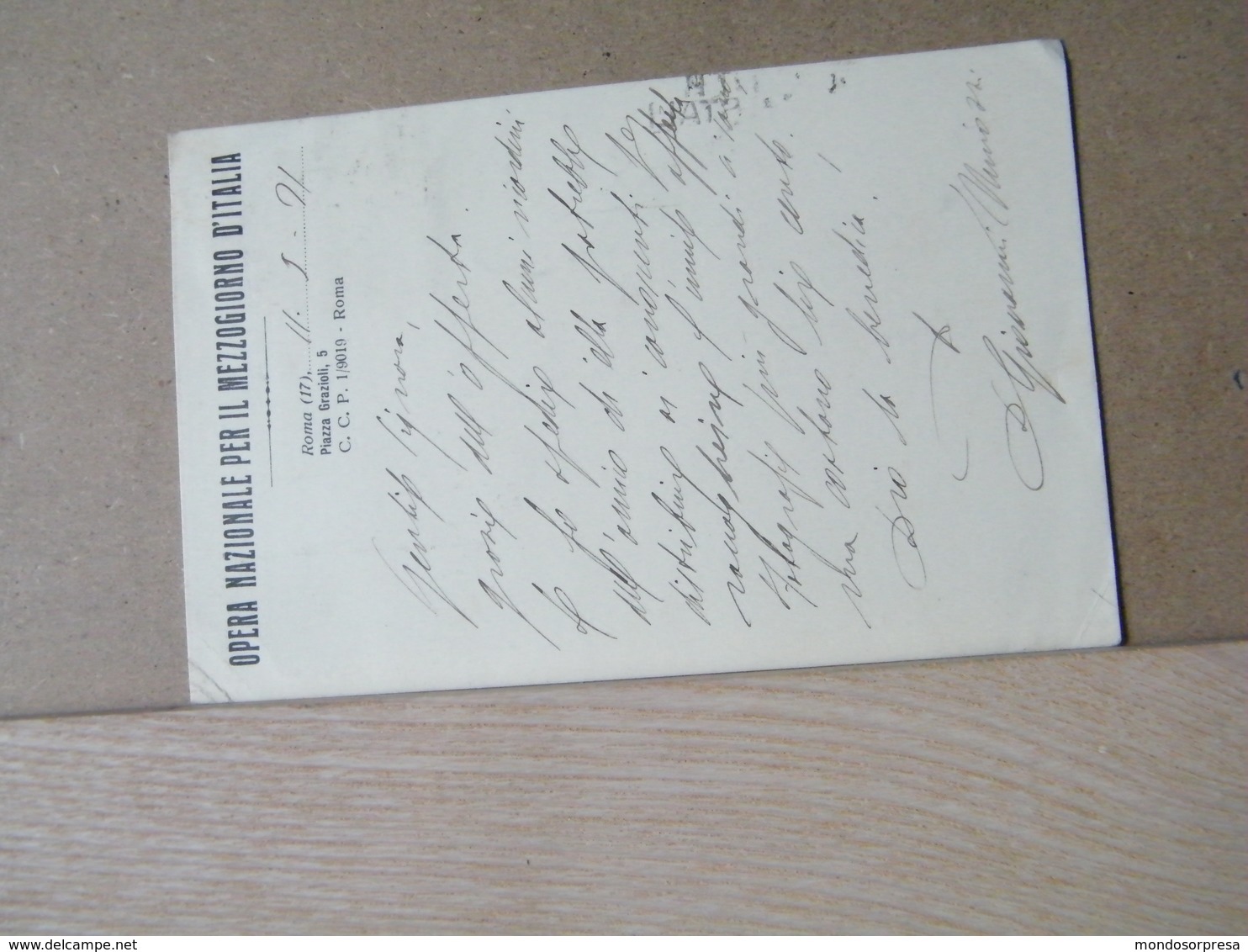 MONDOSORPRESA,(IP139) 7° CENT. MORTE S, ANTONIO EREMO OLIVARES 30C.,OPERA NAZIONALE PER IL MEZZOGIORNO D' ITALIA - Marcophilie