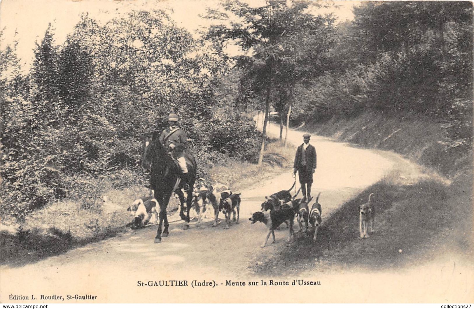 36-SAINT-GAULTIER- MEUTE SUR LA ROUTE D'USSEAU - Autres & Non Classés