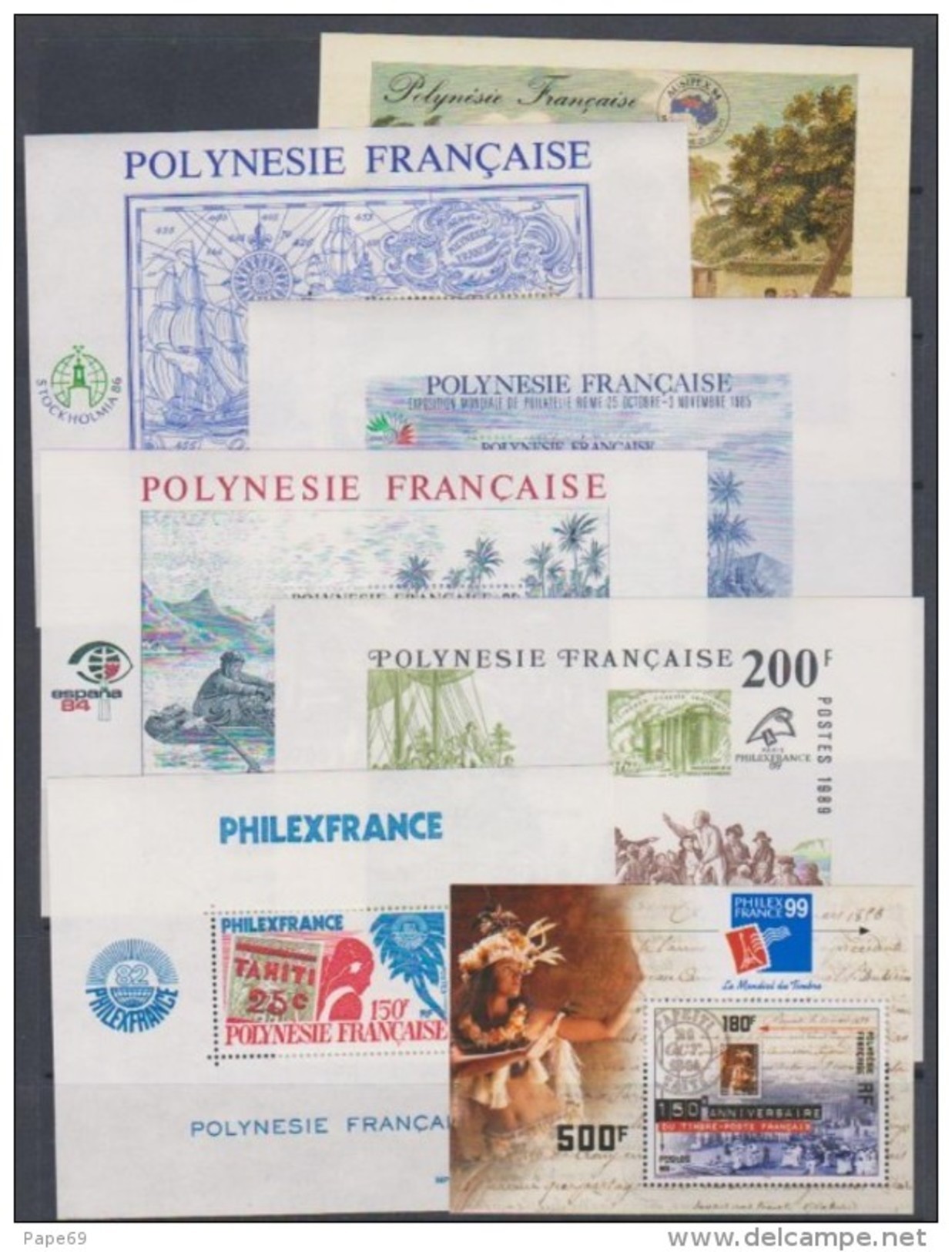 Polynésie Lot De 7 Blocs Feuillets (6, 9 à 12,15 Et 24) XX à 15 % De La Cote ! Neuf Sans Charnière, TB - Collections, Lots & Séries
