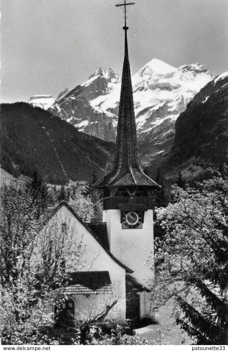 SUISSE KANDERSTEG L' EGLISE CATHOLIQUE ET BLUMLISAP  CARTE PHOTO DENTELEE PM - Steg