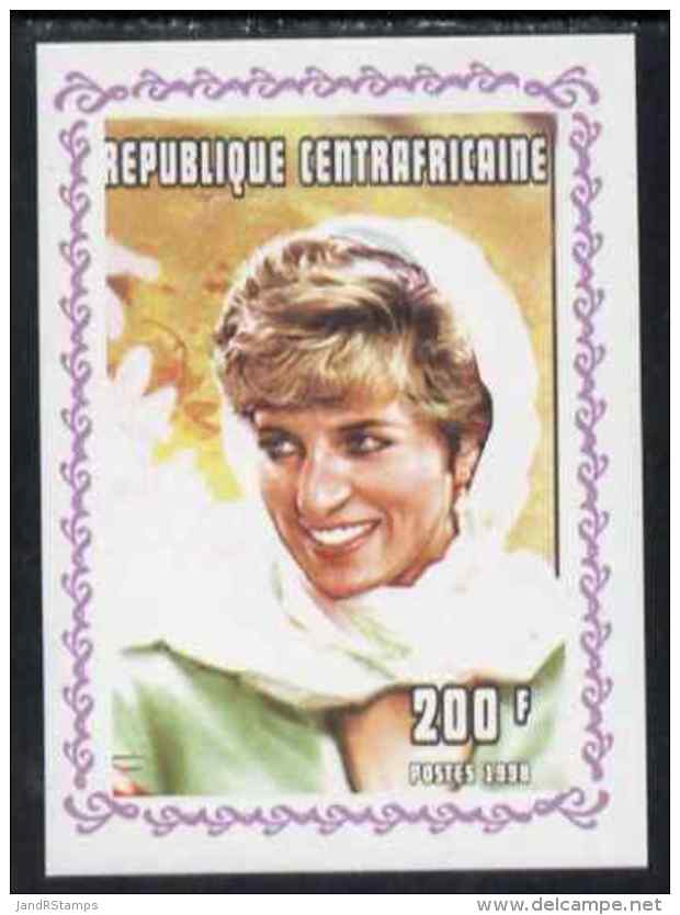 68971 Central African Republic 1998 Princess Diana Memoriam #8 Individual Imperf Deluxe Sheet Unmounted Mint (royalty) - Central African Republic