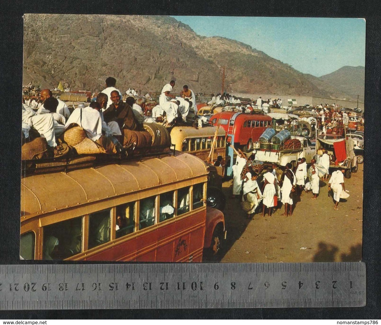 Saudi Arabia People's Journey From Mina To Arfat To Pray Their Hajj Ceremony Islamic Picture Postcard View Card - Saudi Arabia