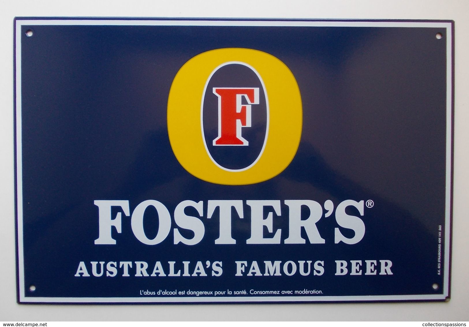 Plaque émaillée - Bière " FOSTER'S " - Plaques émaillées (après 1960)