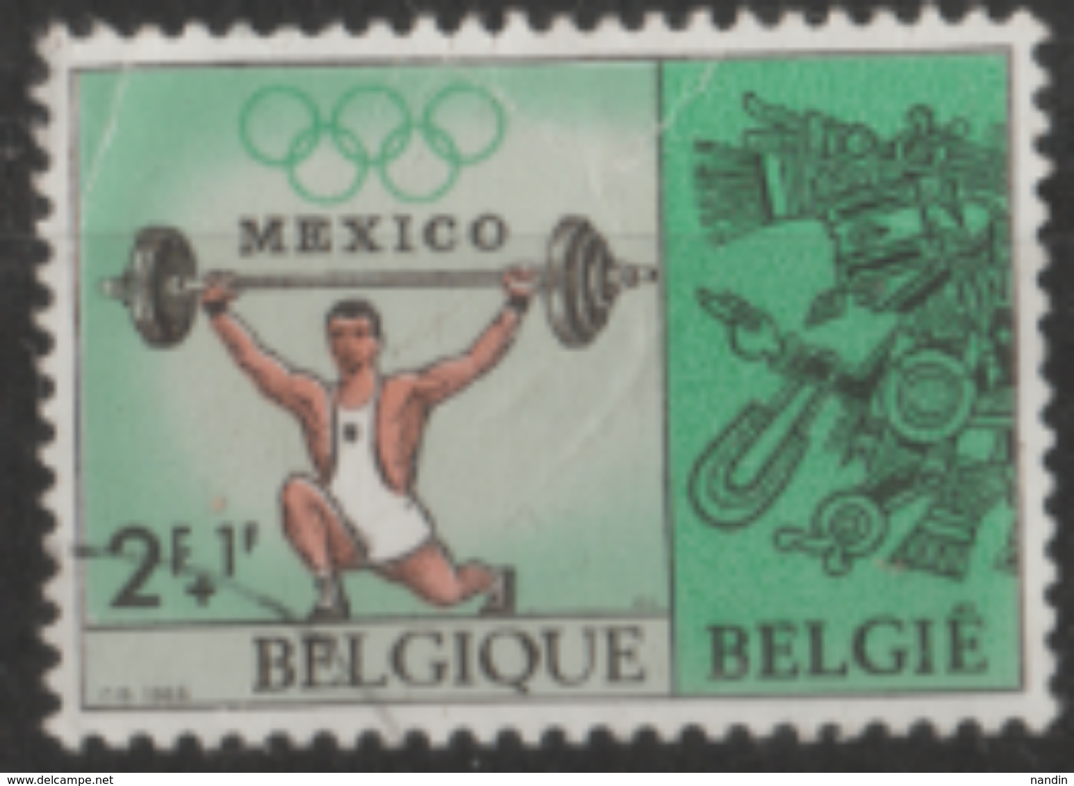 1968 MEXICO CITY  OLYMPIC USED STAMP FROM BELGIUM - Summer 1968: Mexico City