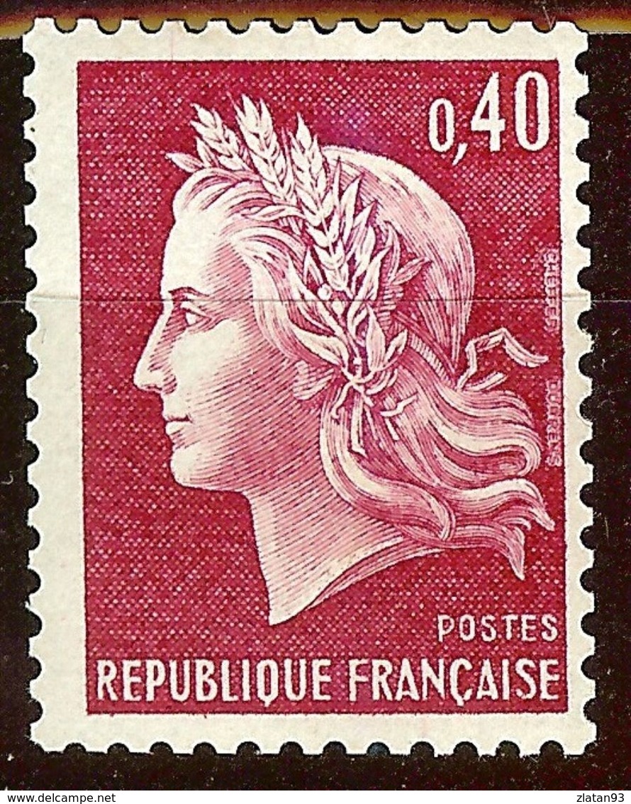 SUPERBE MARIANNE De CHEFFER N°1536Bc 40c Rose Carminé NEUF Avec GOMME** Avec CHIFFRE 310 ROUGE Au Dos Cote 17,50 Euro - 1967-1970 Marianne De Cheffer