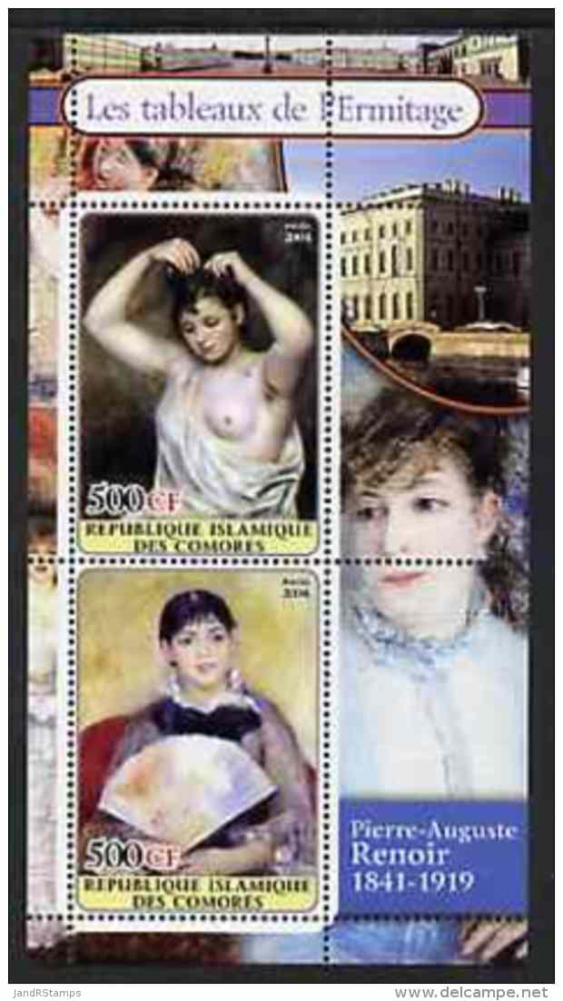 57388 Comoro Islands 2004 Paintings In The Hermitage Museum #4 Pierre-Auguste Renoir Perf Sheetlet (arts Nudes) U/m - Comoros