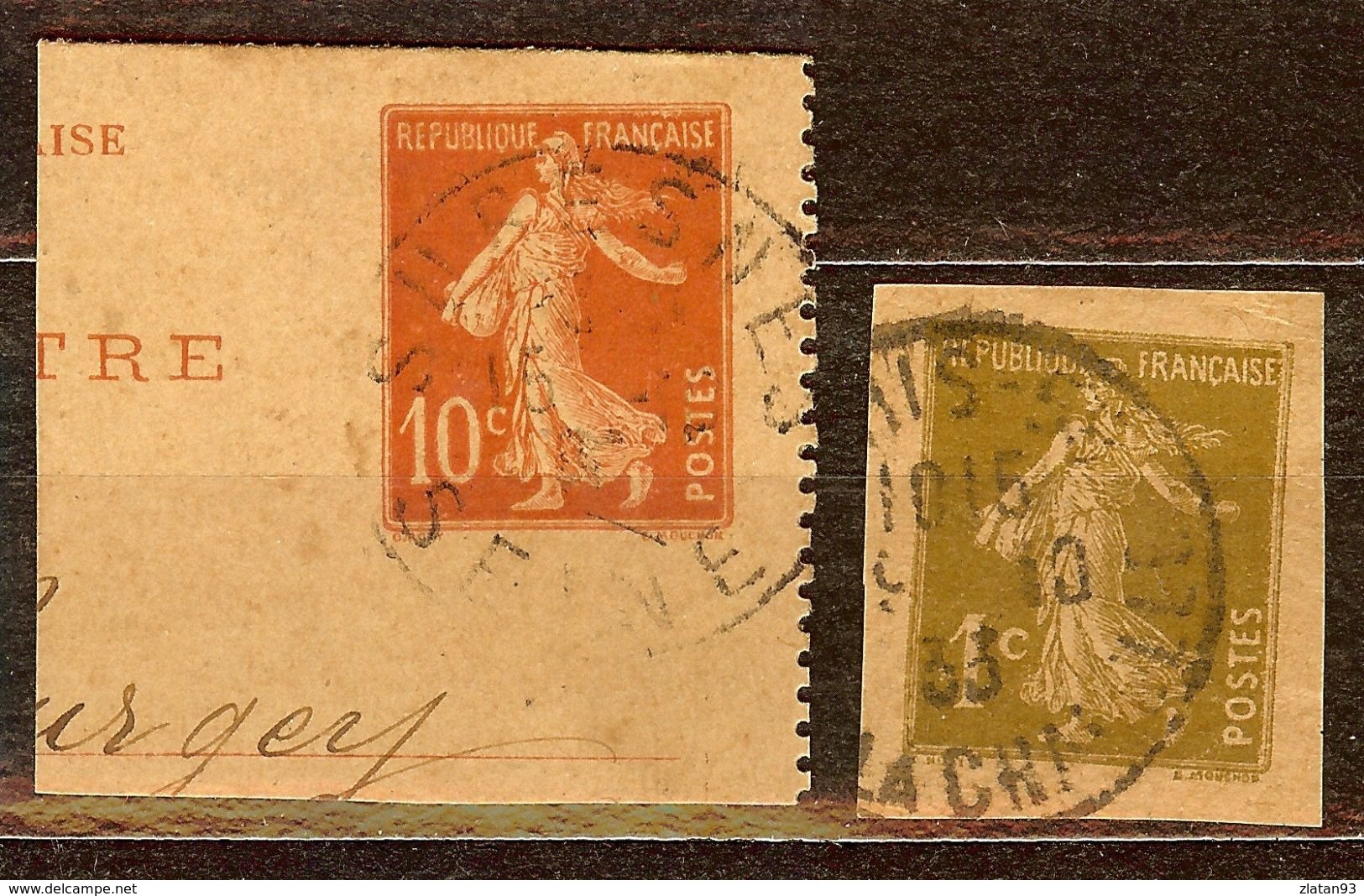 JOLI LOT 2 SEMEUSES ENTIER POSTAUX 10c Rouge & 1c Olive Oblitéré CàD - Other & Unclassified