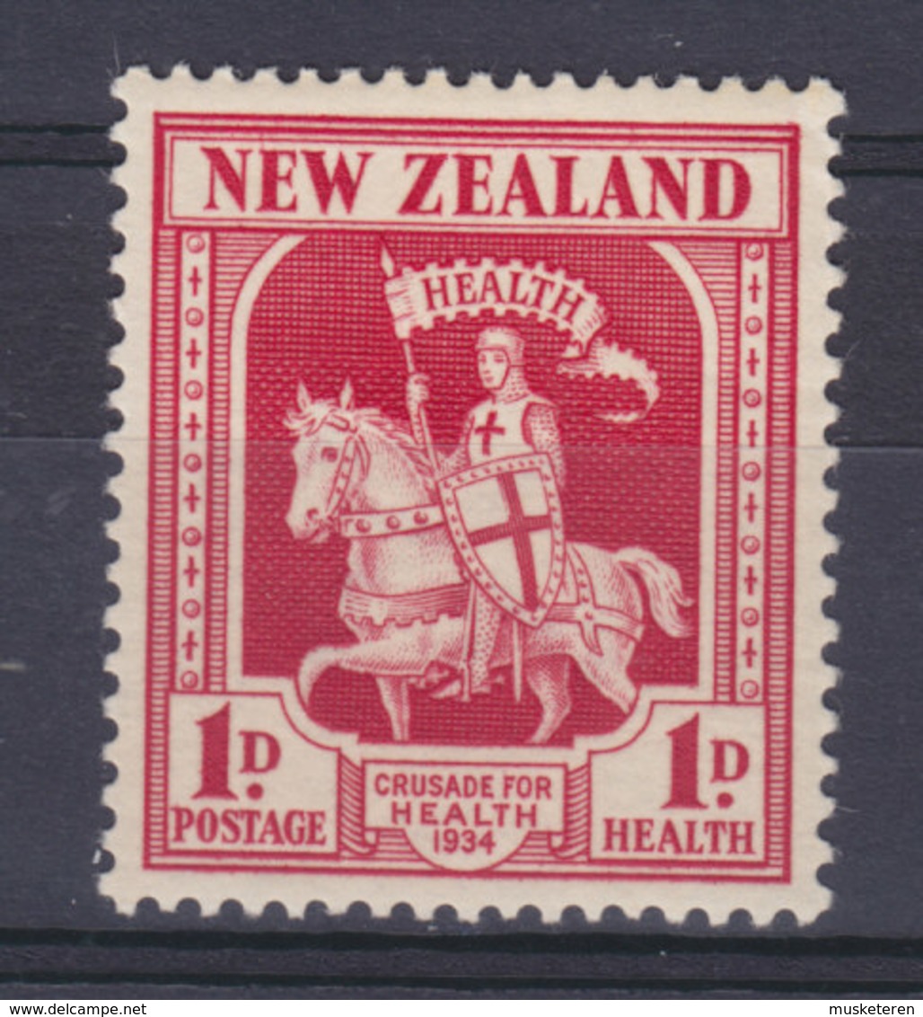 New Zealand 1934 Mi. 188   1p. + 1p. Gesundheit Kreuzritter Zu Pferde 'Health' Fane, MH* - Ungebraucht