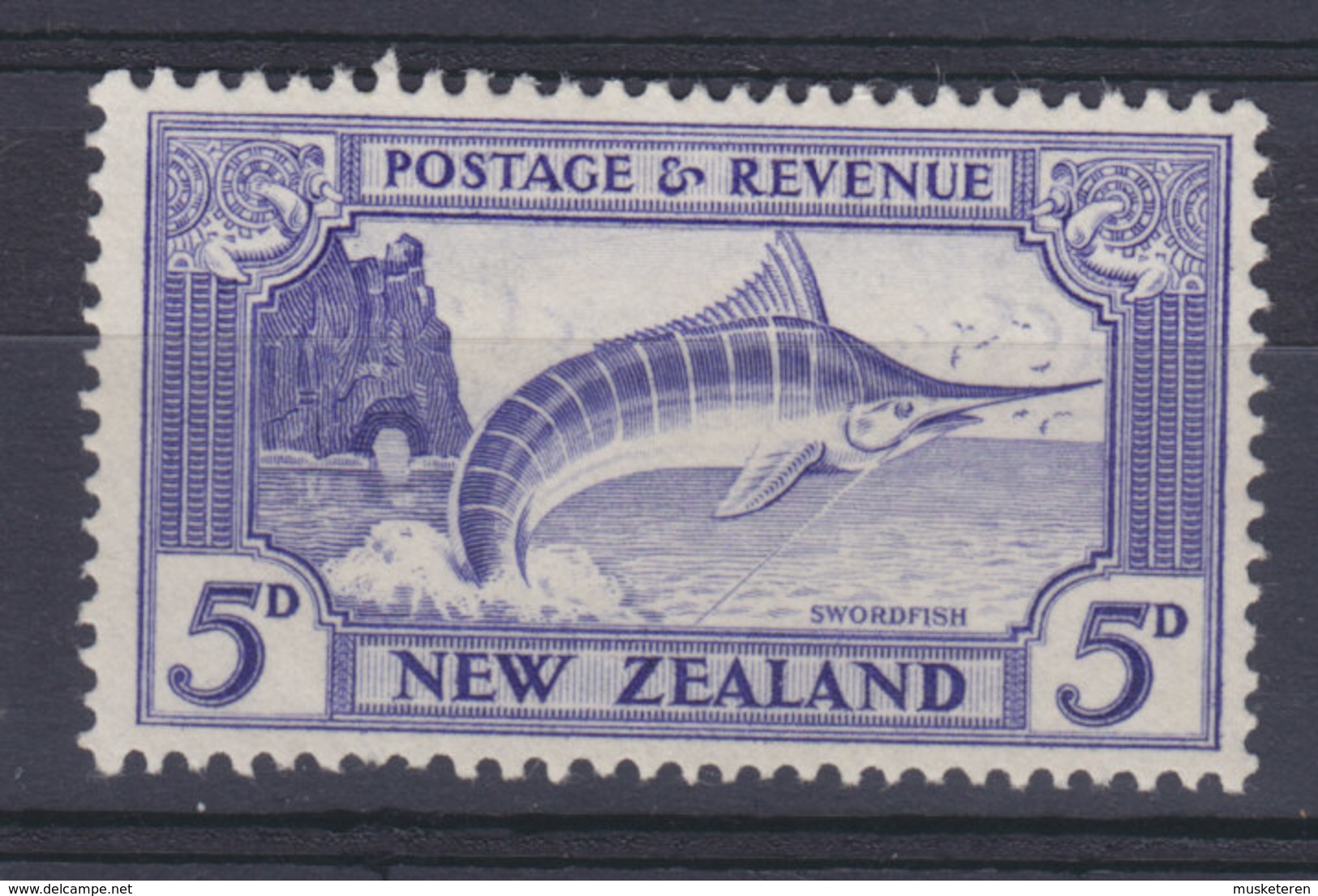 New Zealand 1935 Mi. 196A   5p. Gestreifter Marlin Fische Swordfish, MH* - Ungebraucht