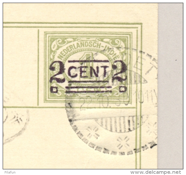 Nederlands Indië - 1930 - 2 Cent Opdruk Op 1 Cent Verhuiskaart G7a Van Garoet Naar Bandoeng (seint Via Radio) - Nederlands-Indië