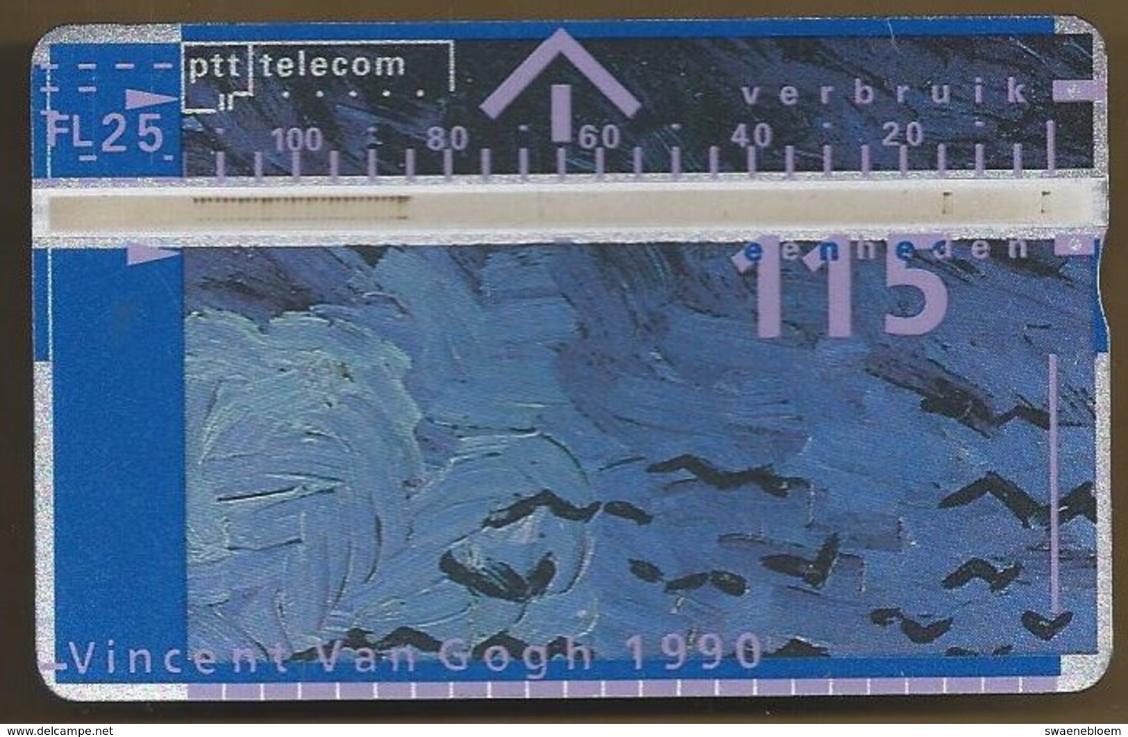 Telefoonkaart.- 005C05002. Nederland. PTT Telecom. 115 Eenheden. Vincent Van Gogh 1990. Auvers-sur-Oise, Juli 1890 - Publiques