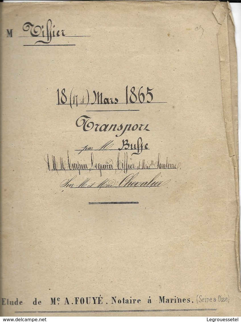 1865 Transport Busse Ou Buste Turpin Legrand Tissier Santerre Chevalier (7 PAGES - Ref751451141522) - Non Classés