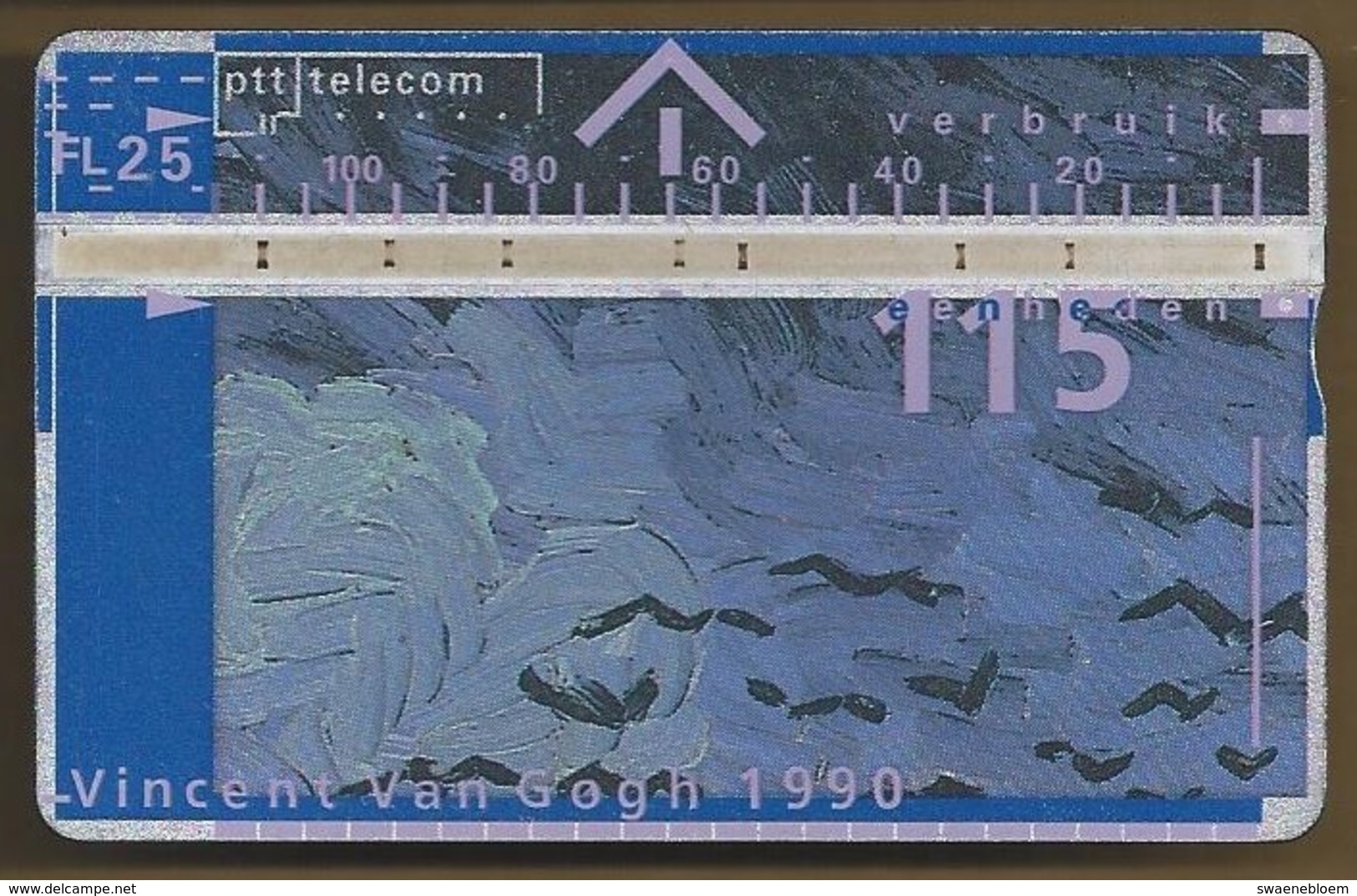 Telefoonkaart.- 004G32124. Nederland. PTT Telecom. 115 Eenheden. Vincent Van Gogh 1990. Auvers-sur-Oise, Juli 1890 - öffentlich