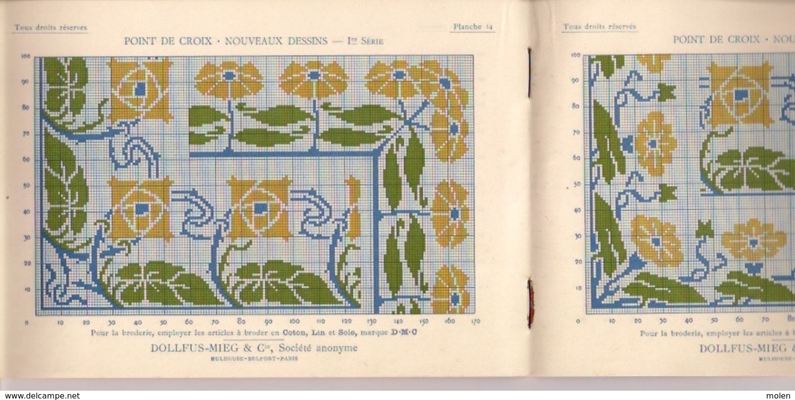 POINT DE CROIX 1re Serie Ca1900 BIBLIOTHEQUE D.M.C. BRODERIE CROSS STITCH Borduurwerk BRODEUSE DENTELLE KRUISSTEEK Z351 - Point De Croix