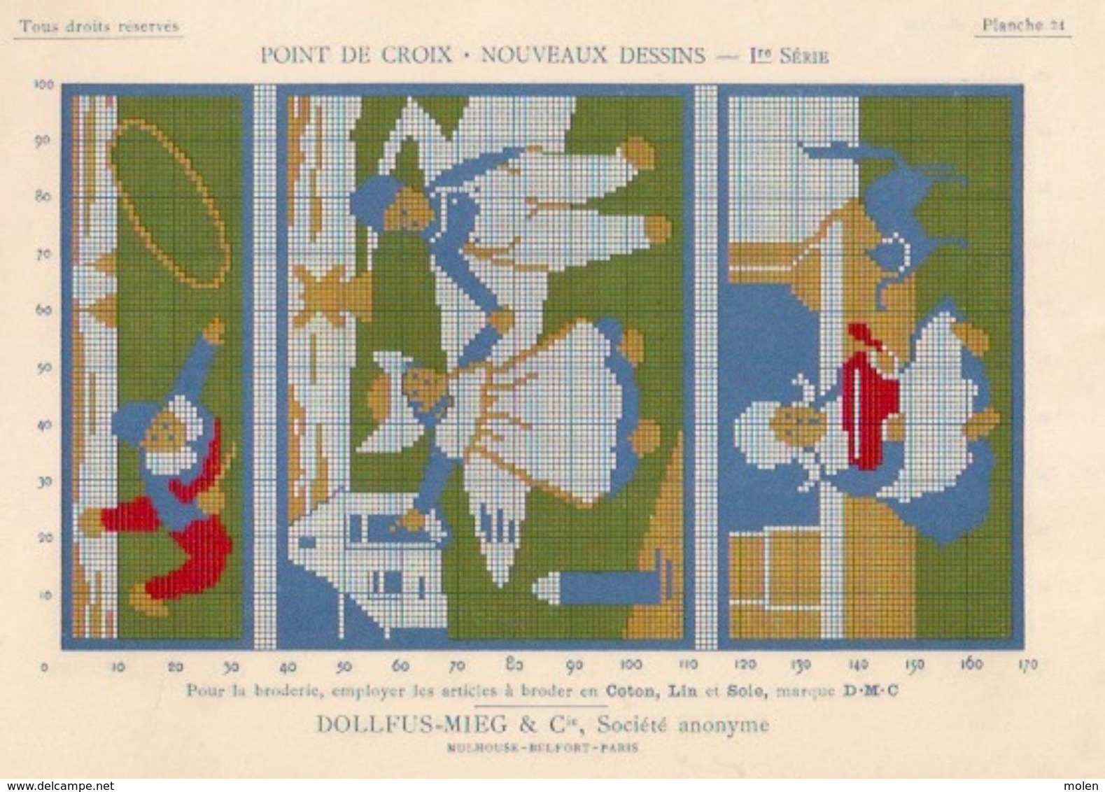 POINT DE CROIX 1re Serie ca1900 BIBLIOTHEQUE D.M.C. BRODERIE CROSS STITCH Borduurwerk BRODEUSE DENTELLE KRUISSTEEK Z351