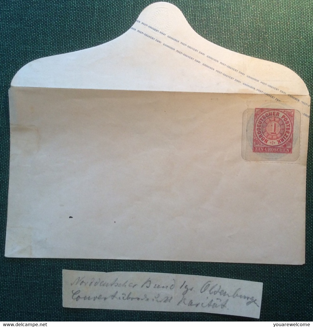 NDP 1868 Oldenburg 2Gr Ganzsache Aufbrauchausgabe Mi.  U18 SELTEN (Brief Postal Stationery - Interi Postali