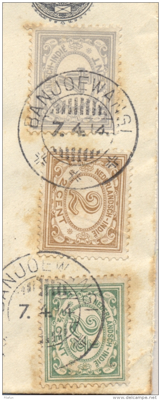 Nederlands Indië - 1914 - 6 Zegels Op 10 Cent R-Envelop Van KB BANJOEWANGI Via KB NI POSTAGENT SINGAPORE Naar Broome - Indes Néerlandaises