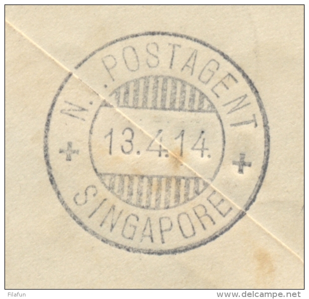 Nederlands Indië - 1914 - 6 zegels op 10 cent R-Envelop van KB BANJOEWANGI via KB NI POSTAGENT SINGAPORE naar Broome