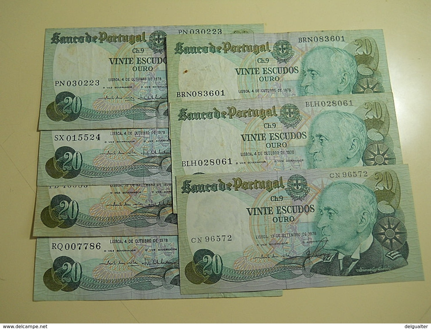 Lot 7 Banknotes 20 Escudos 1978 Portugal - Alla Rinfusa - Banconote