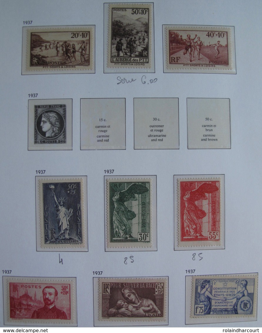 LOT R1595 - COLLECTION de FRANCE (AUCUNE CHARNIERE) en 4 ALBUMS de 245 pages - ENORME COTE : 15000,00 &euro; environ