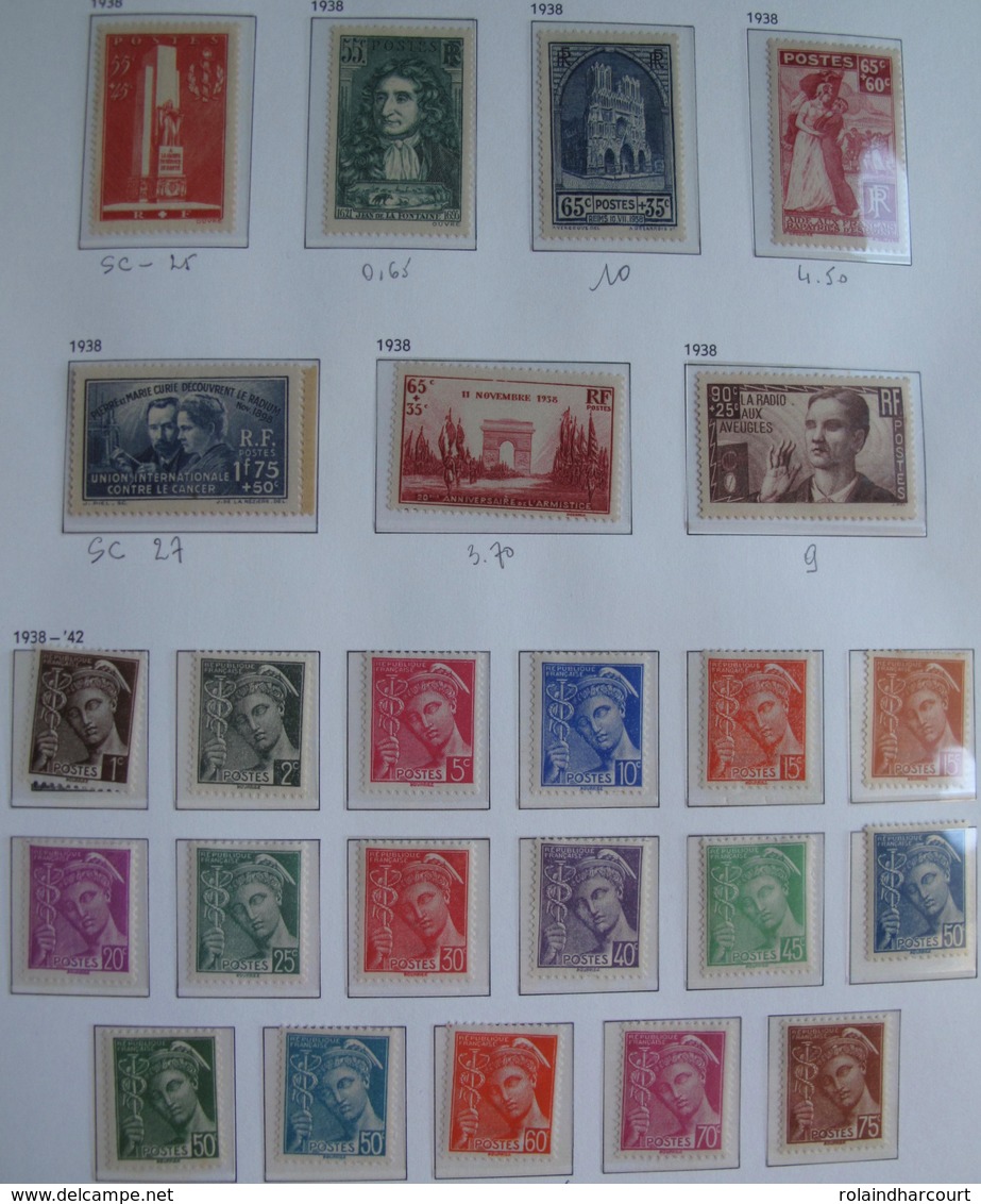 LOT R1595 - COLLECTION de FRANCE (AUCUNE CHARNIERE) en 4 ALBUMS de 245 pages - ENORME COTE : 15000,00 &euro; environ