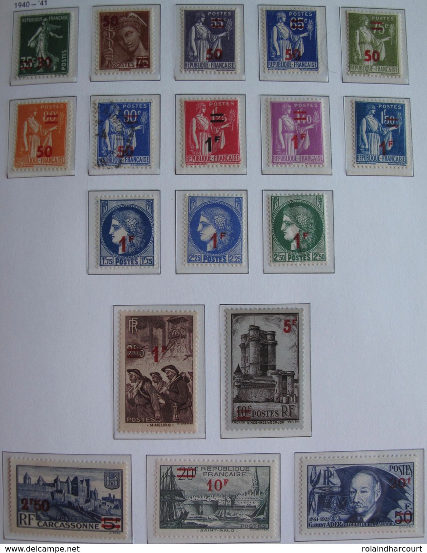 LOT R1595 - COLLECTION de FRANCE (AUCUNE CHARNIERE) en 4 ALBUMS de 245 pages - ENORME COTE : 15000,00 &euro; environ