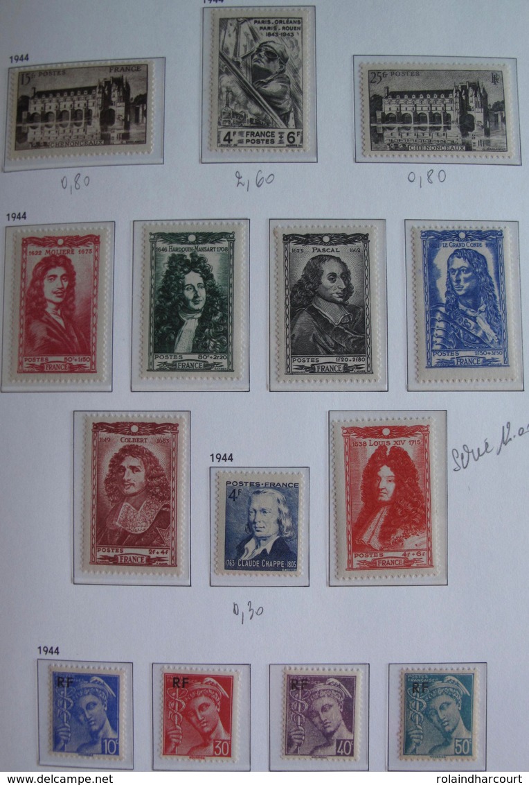 LOT R1595 - COLLECTION de FRANCE (AUCUNE CHARNIERE) en 4 ALBUMS de 245 pages - ENORME COTE : 15000,00 &euro; environ