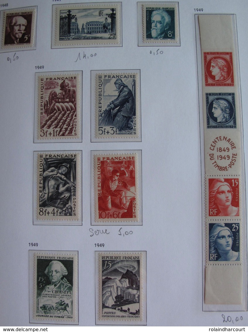 LOT R1595 - COLLECTION de FRANCE (AUCUNE CHARNIERE) en 4 ALBUMS de 245 pages - ENORME COTE : 15000,00 &euro; environ